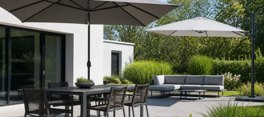 Sonnenschirme fuer Esstisch und Lounge auswaehlen: Schattenflaechen richtig planen